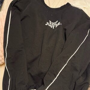 “ BE GOOD.BE BAD. JUST BE”Black Graphic crewneck with the slogan